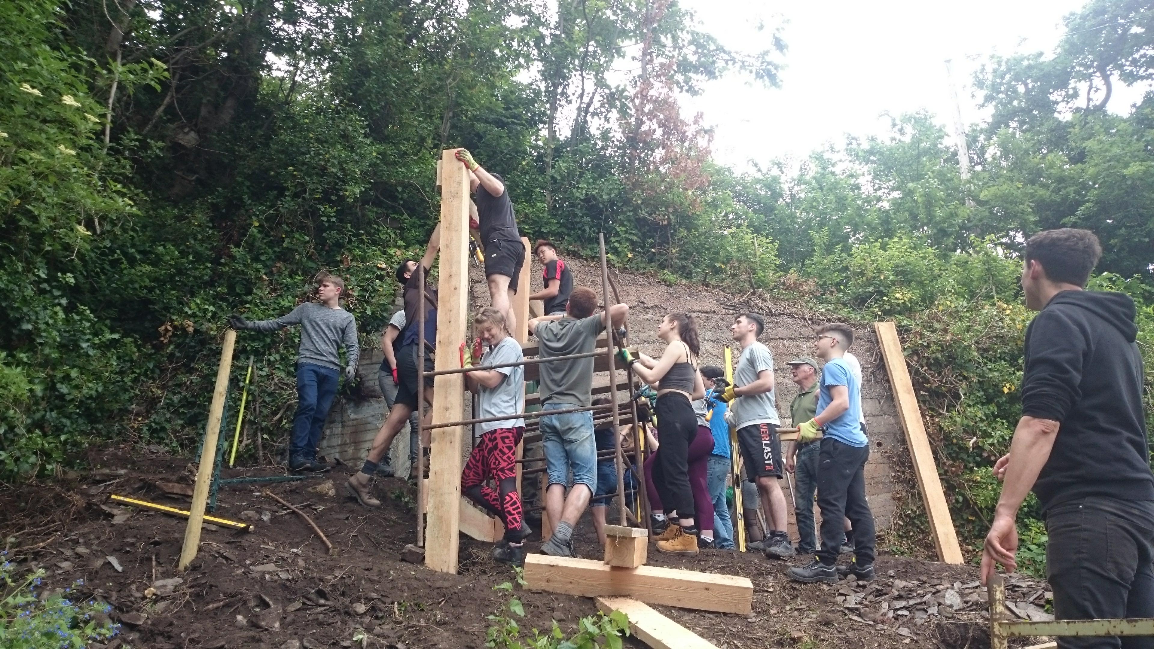 architecture students studio in the woods